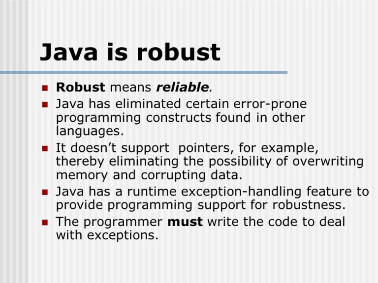 Why Java Is A Robust Language Sourcebae